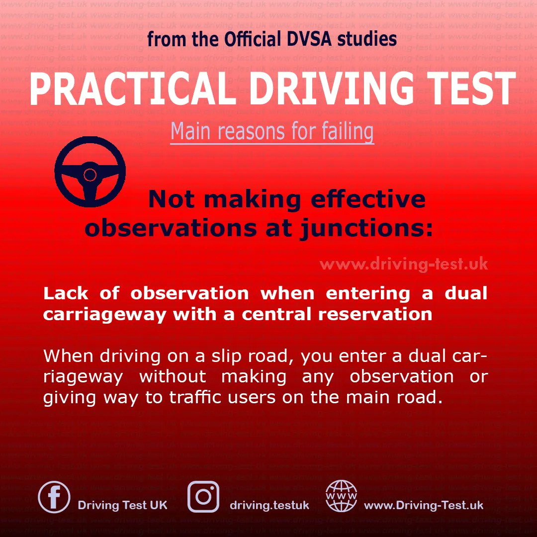Lack of observation when entering a dual carriageway with a central reservation