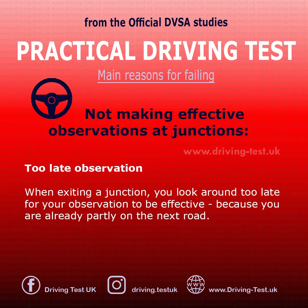 Too late observation Practical driving test booking UK