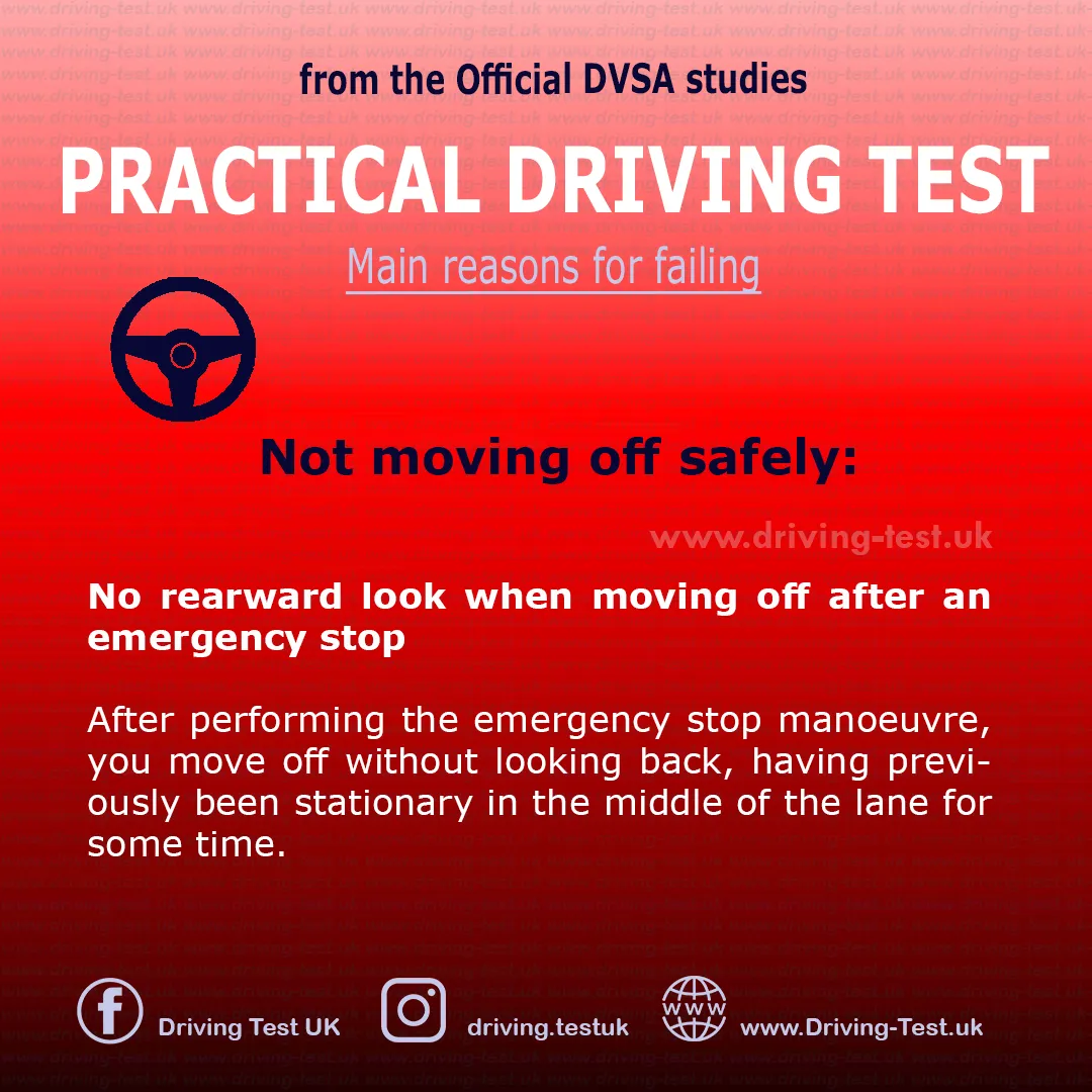Driving faults - No rearward look when moving off after an emergency stop