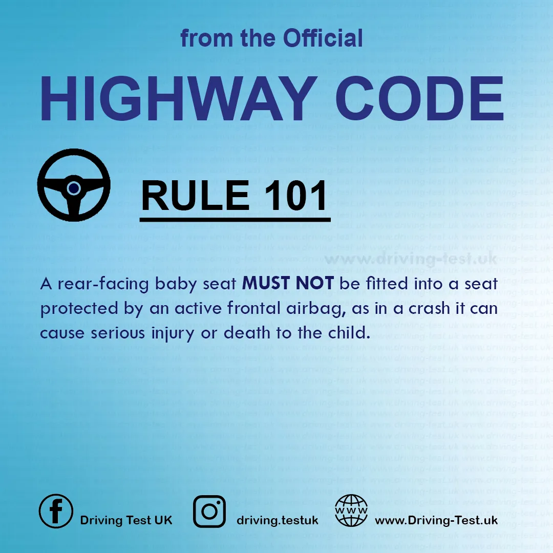 Practical Driving Theory Test UK Highway Code Rules for drivers and motorcyclists Rule 101