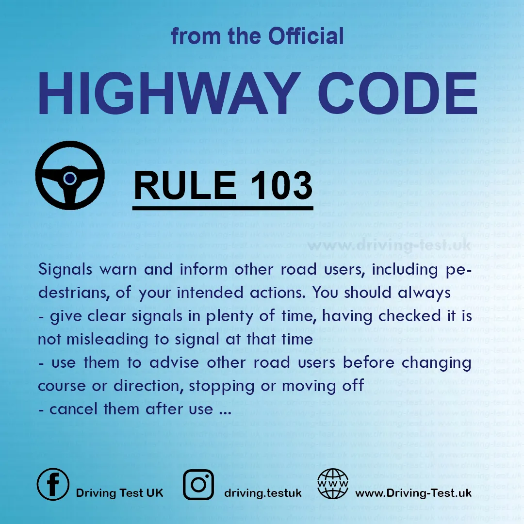 Road rules signs markings in the UK DVLA Rule 103