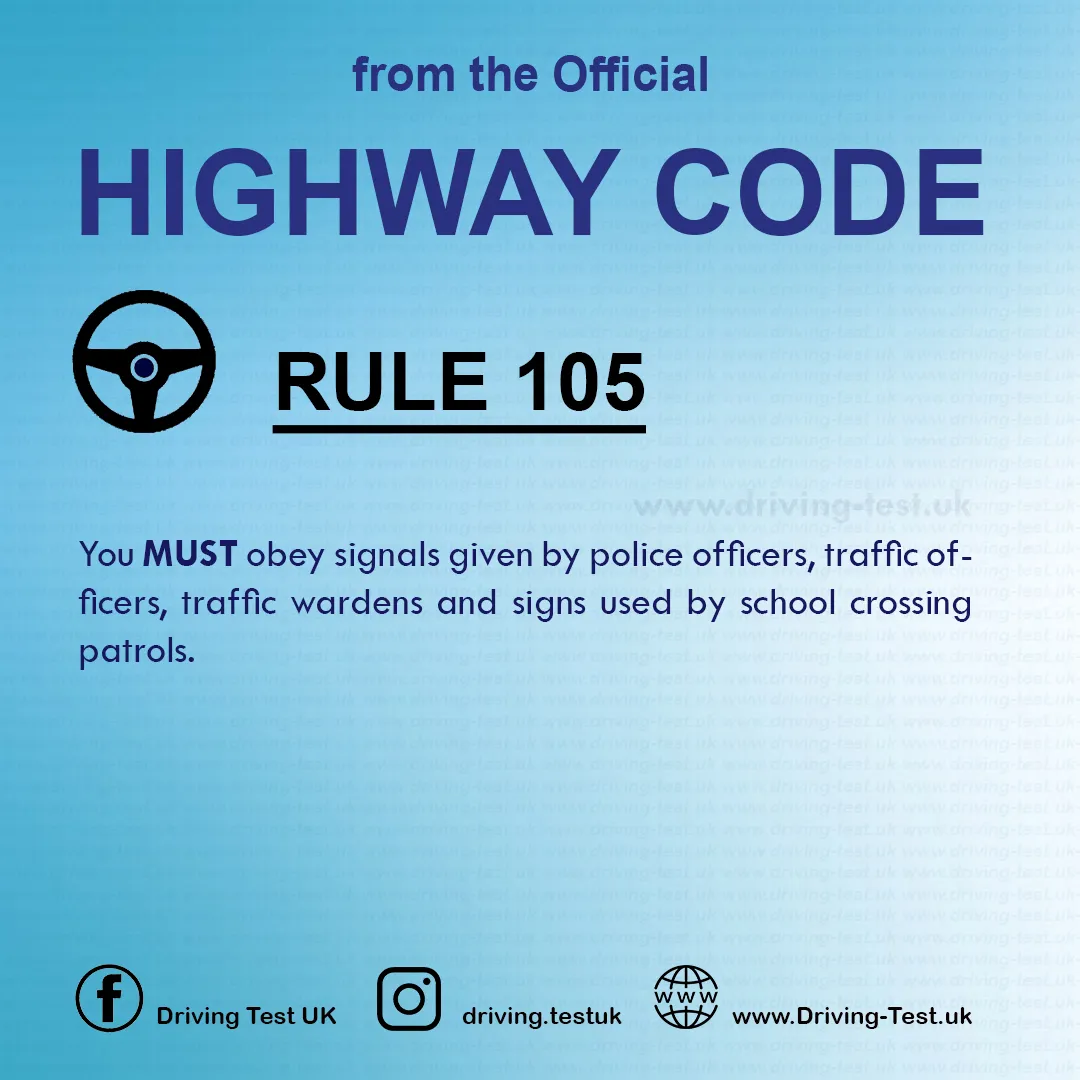 Road rules signs markings in the UK DVLA Rule 105