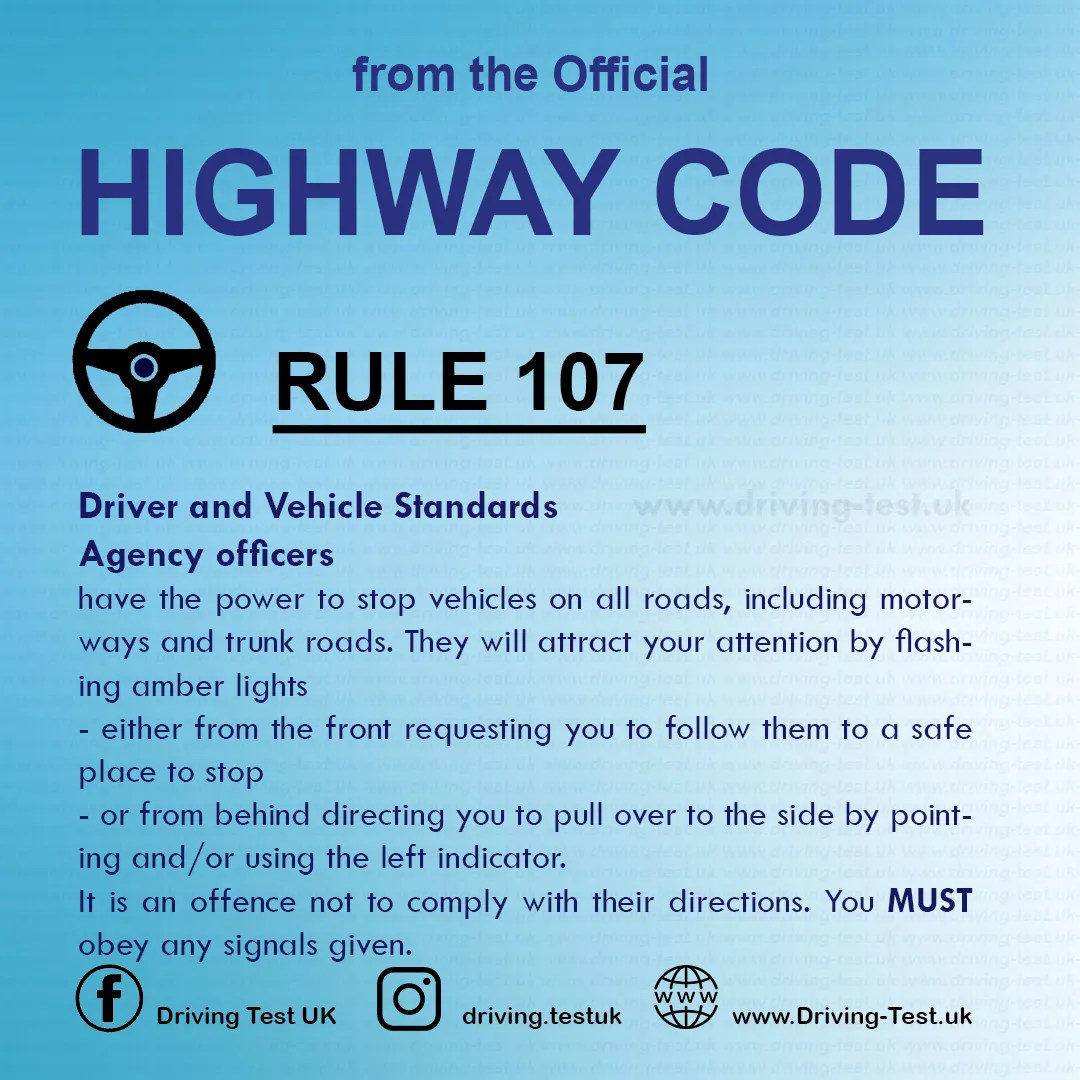 Road rules signs markings in the UK DVLA Rule 107