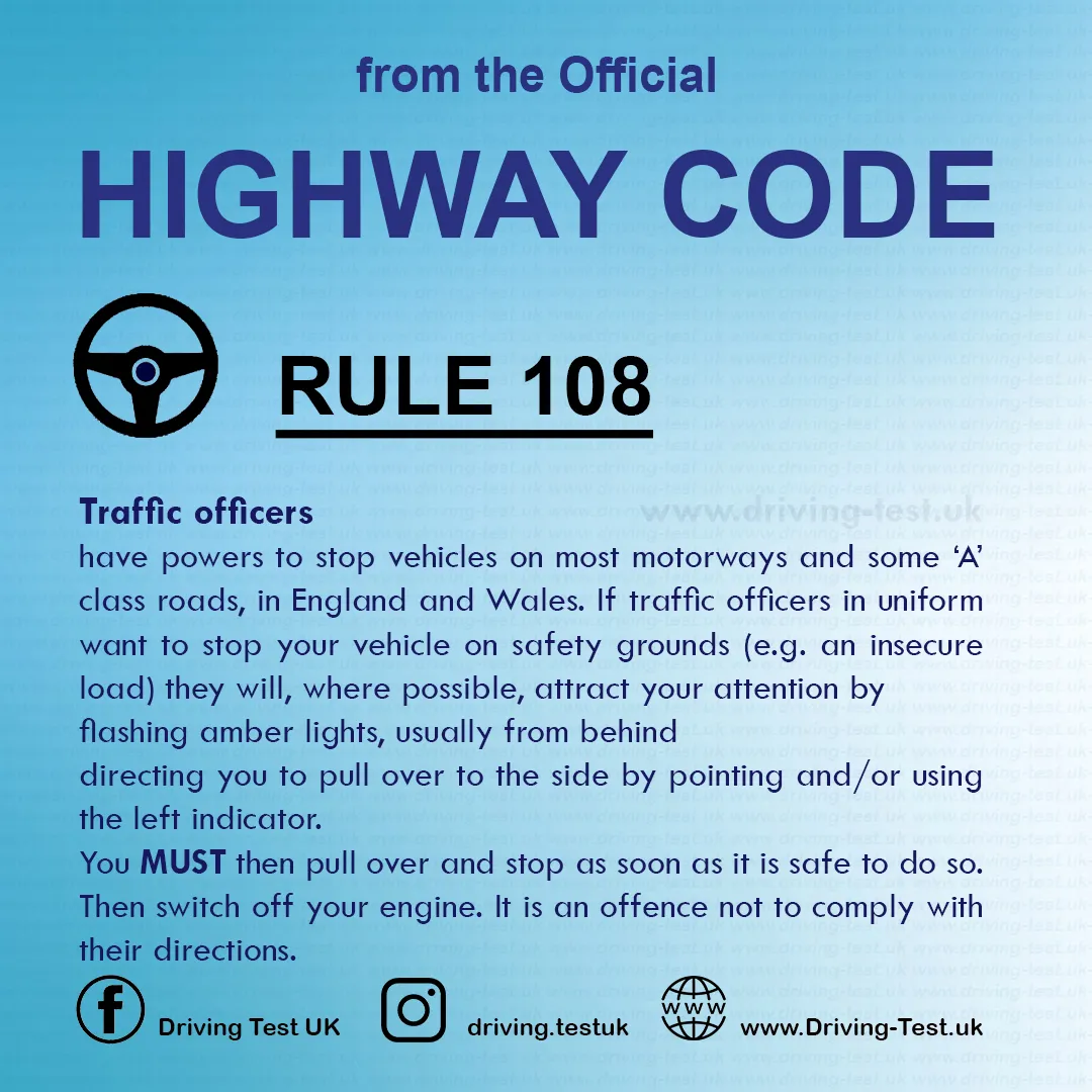 Road rules signs markings in the UK DVLA Rule 108