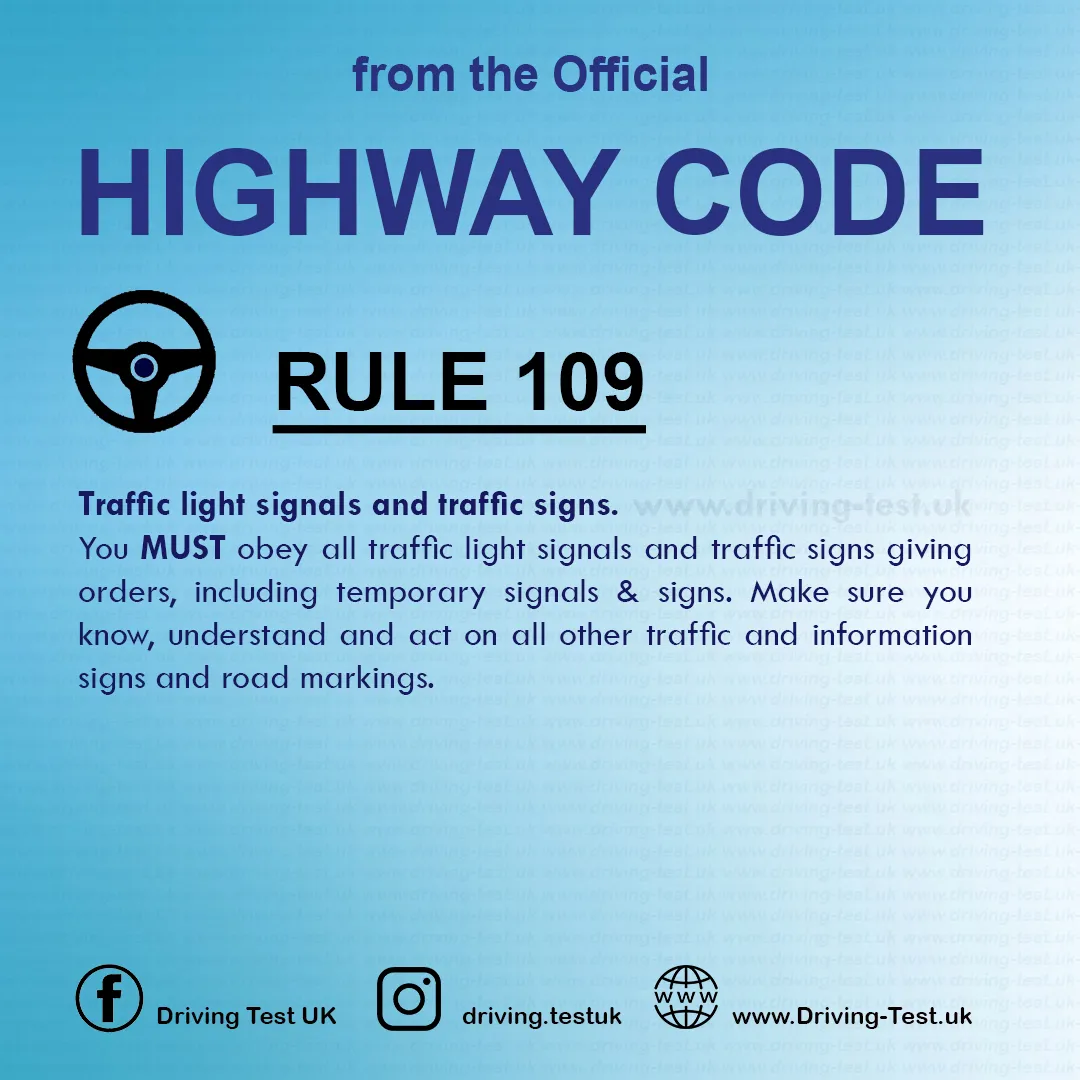 Road rules signs markings in the UK DVLA Rule 109