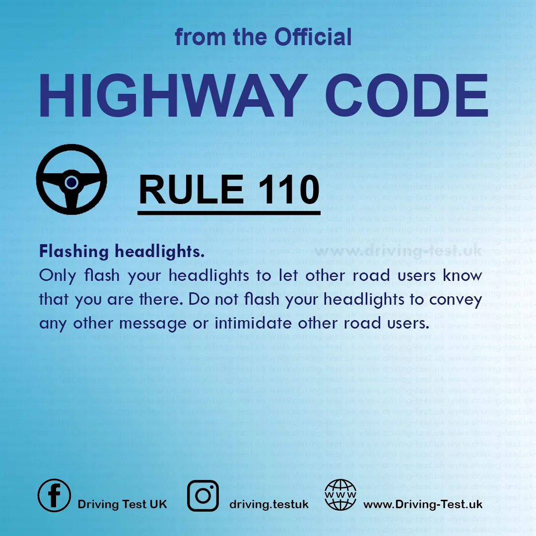 Road rules signs markings in the UK DVLA Rule 110