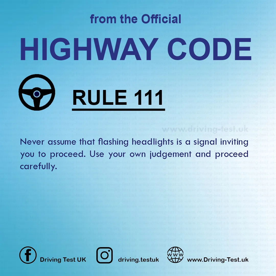 Road rules signs markings in the UK DVLA Rule 111