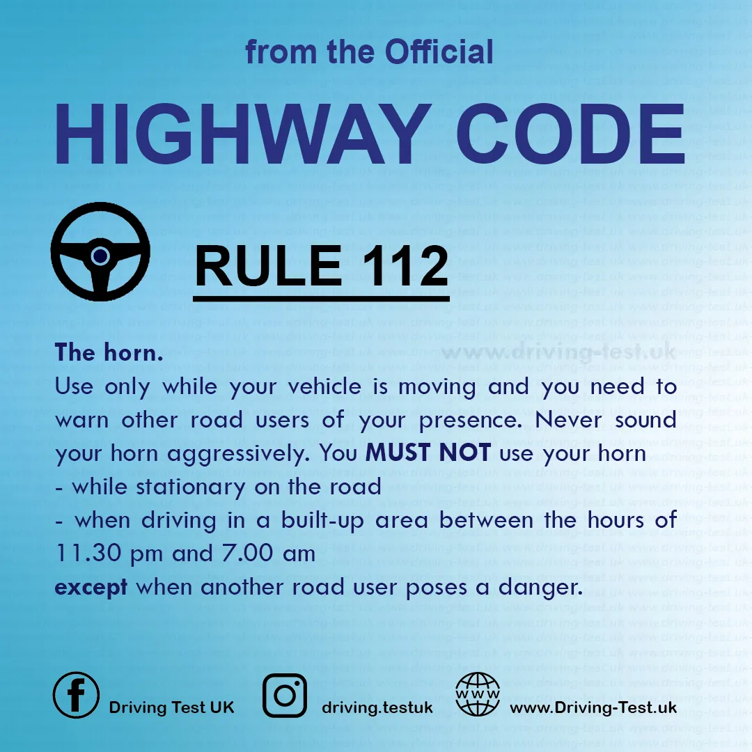 Road rules signs markings in the UK DVLA Rule 112