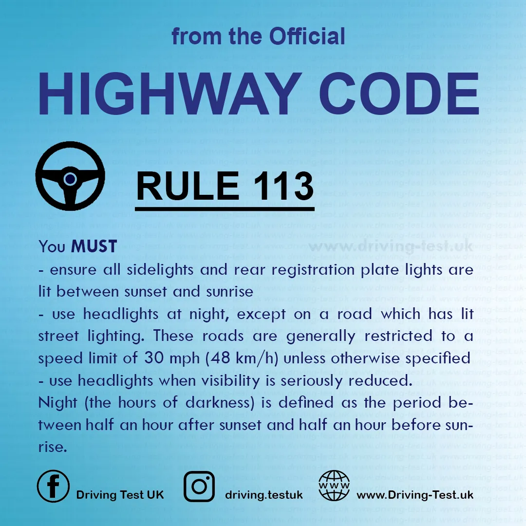 Road rules signs markings in the UK DVLA Rule 113