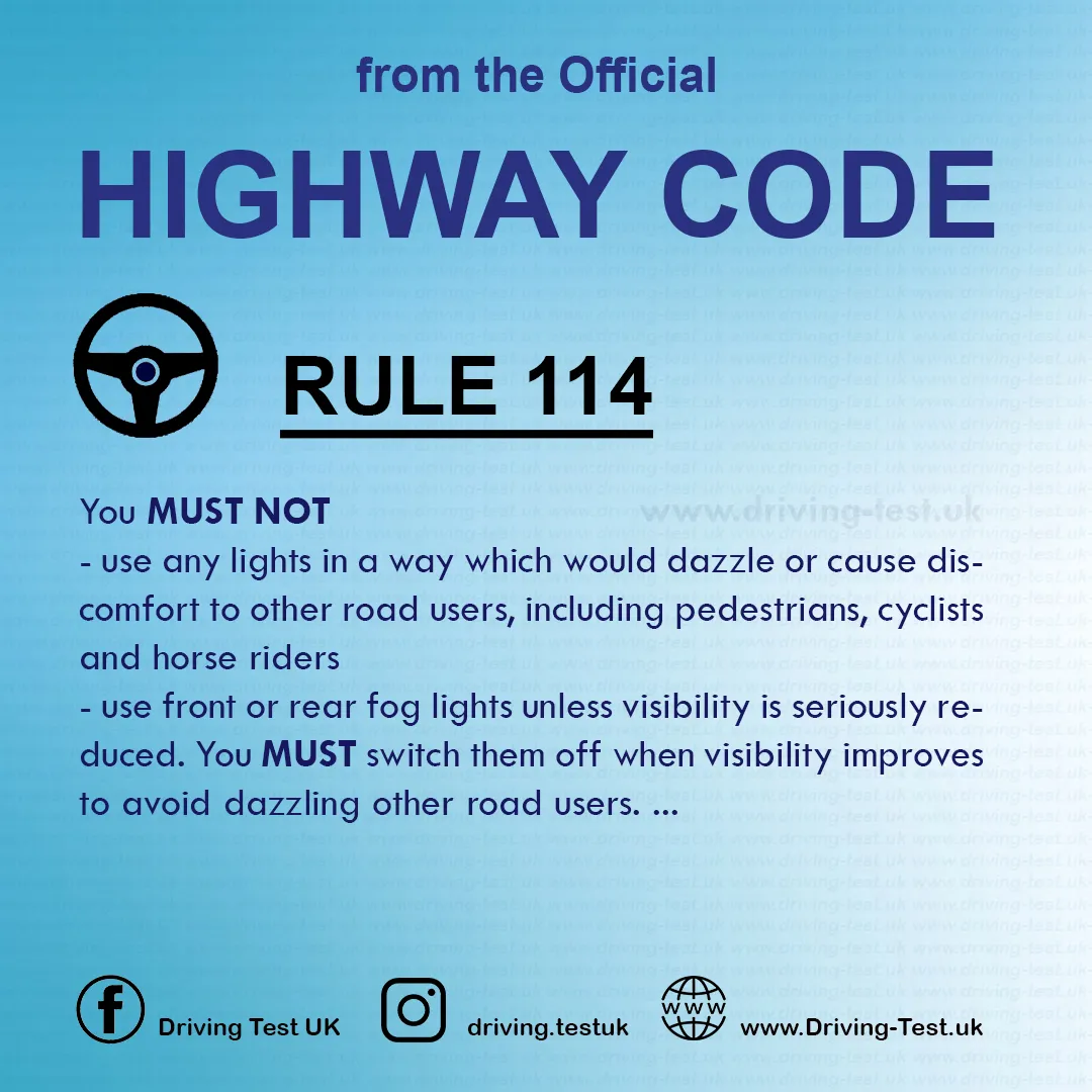 Road rules signs markings in the UK DVLA Rule 114