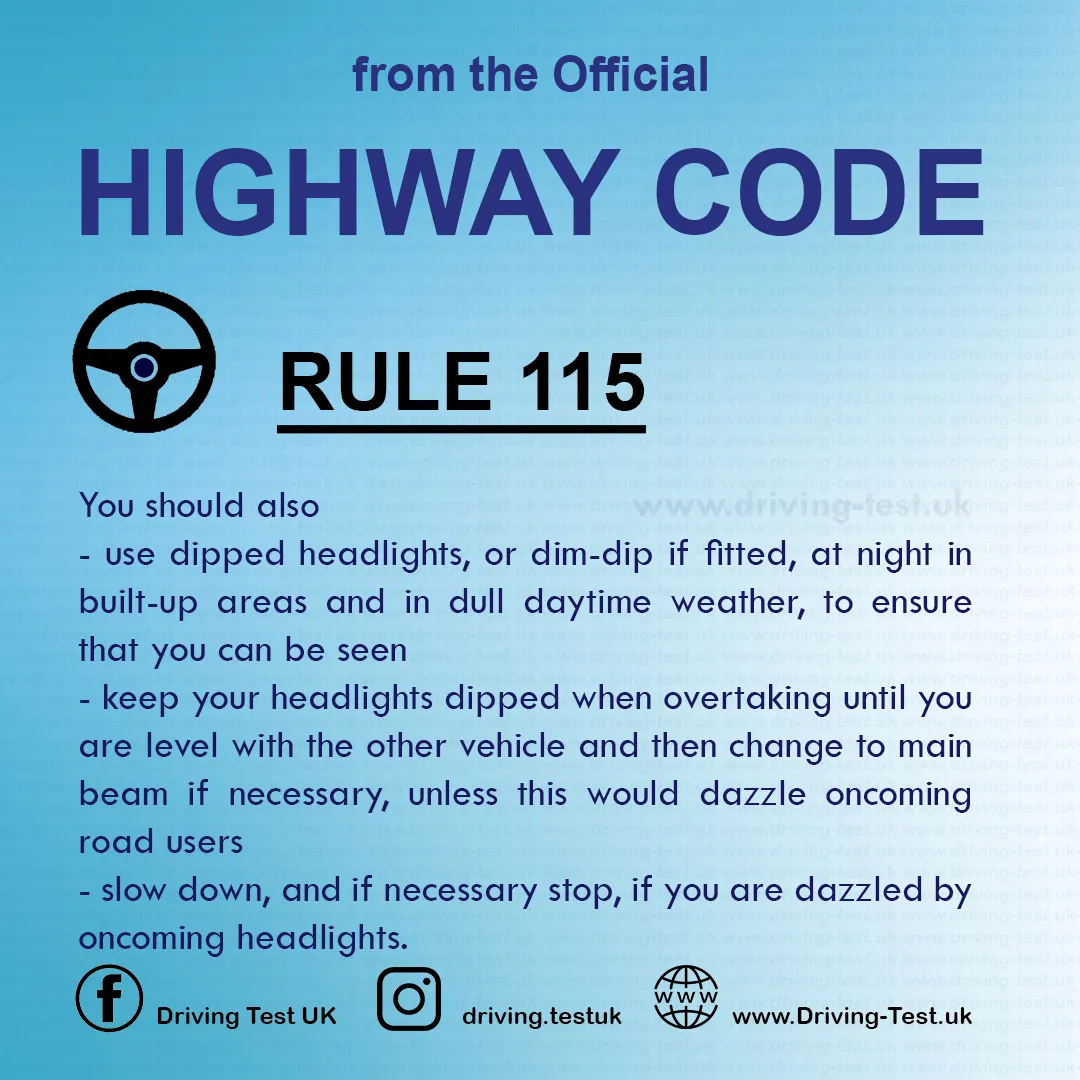 Road rules signs markings in the UK DVLA Rule 115