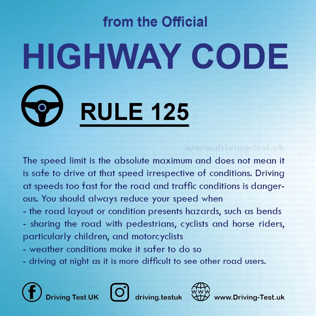 Road rules signs markings in the UK DVLA Rule 125