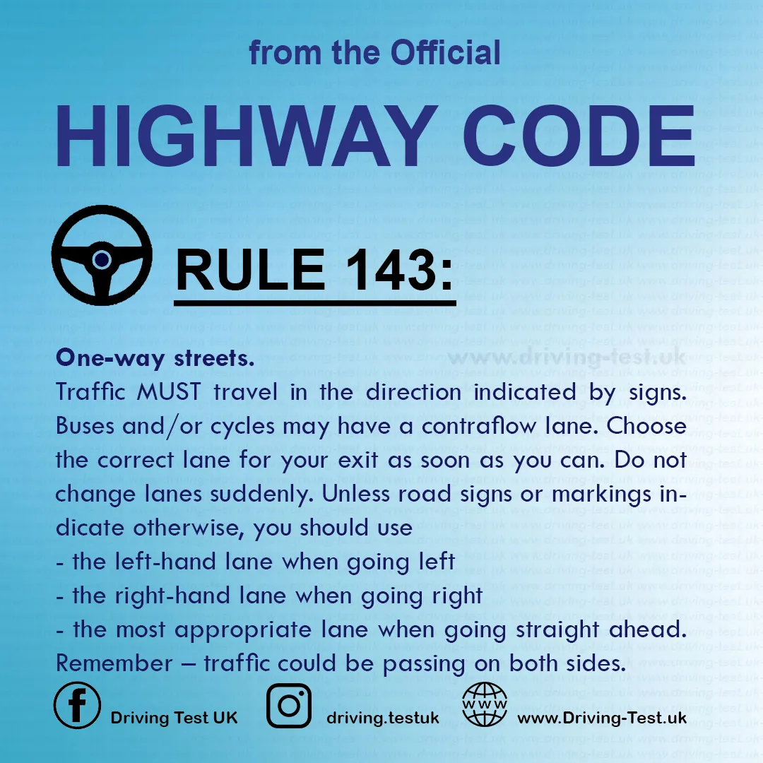 Road rules signs markings in the UK DVLA Rule 143