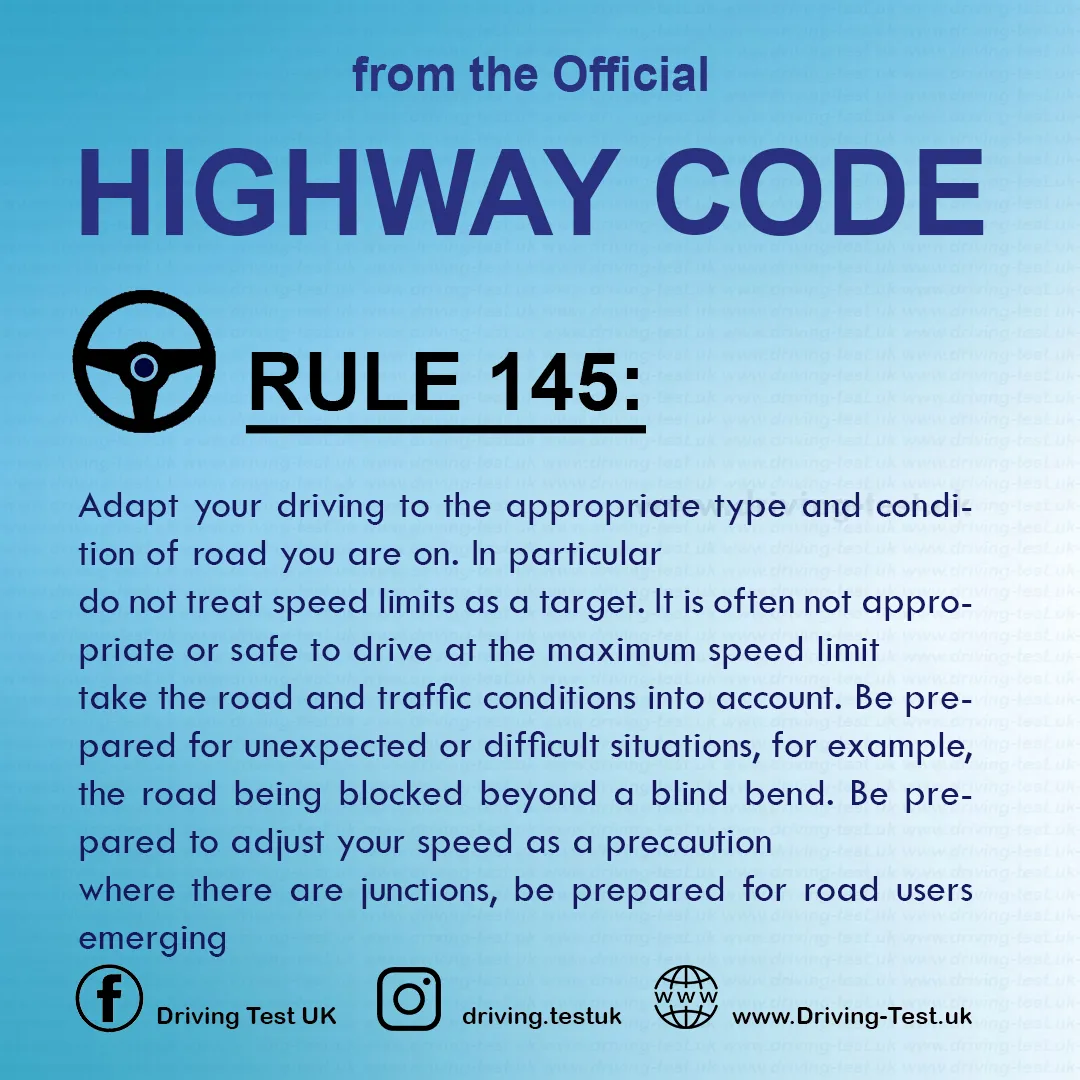 Road rules signs markings in the UK DVLA Rule 145