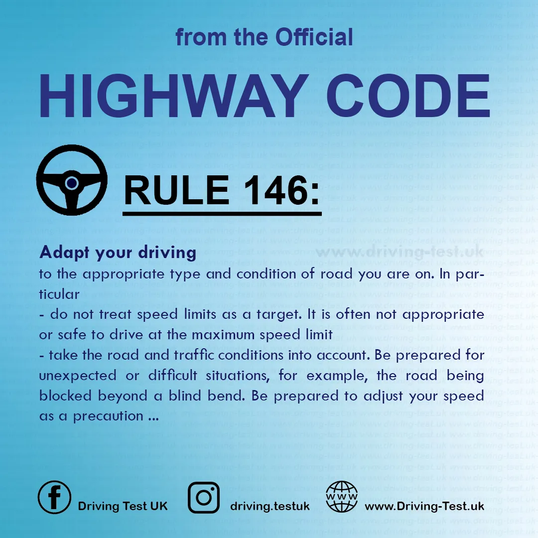 Road rules signs markings in the UK DVLA Rule 146