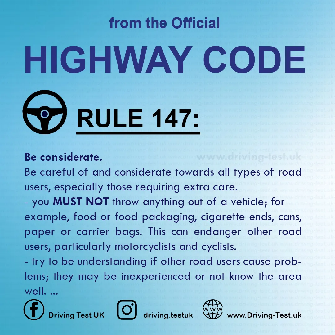 Road rules signs markings in the UK DVLA Rule 147