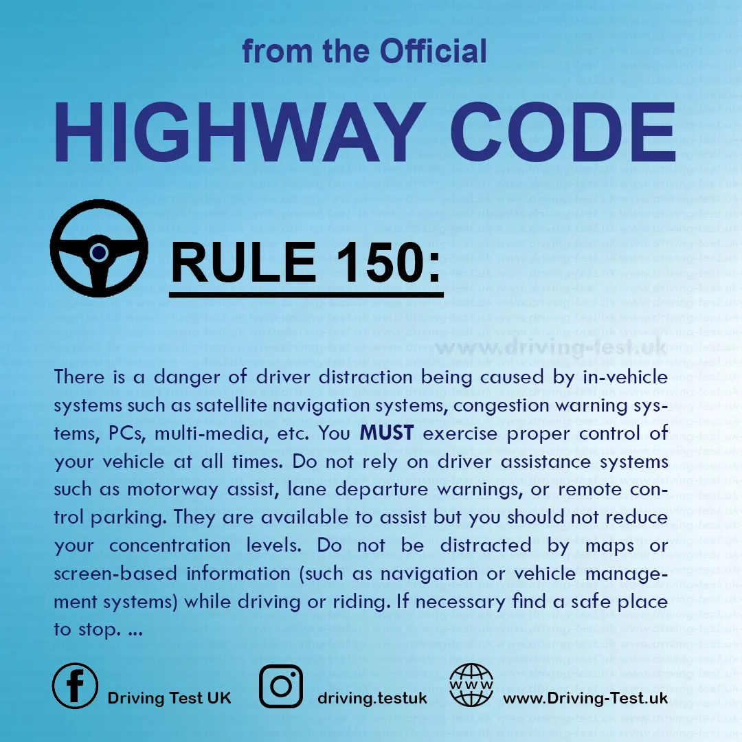 Road rules signs markings in the UK DVLA Rule 150
