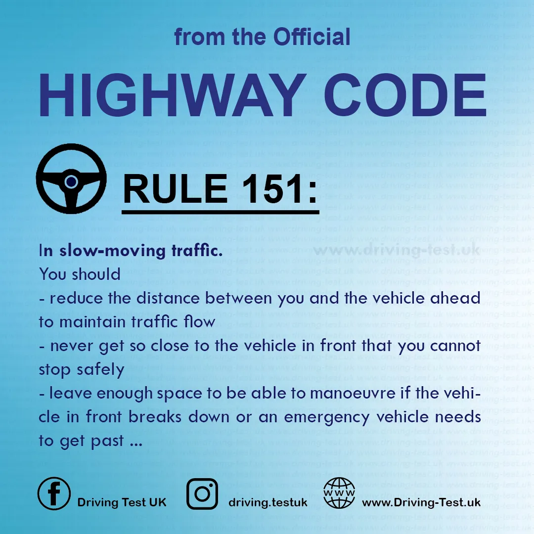 Road rules signs markings in the UK DVLA Rule 151