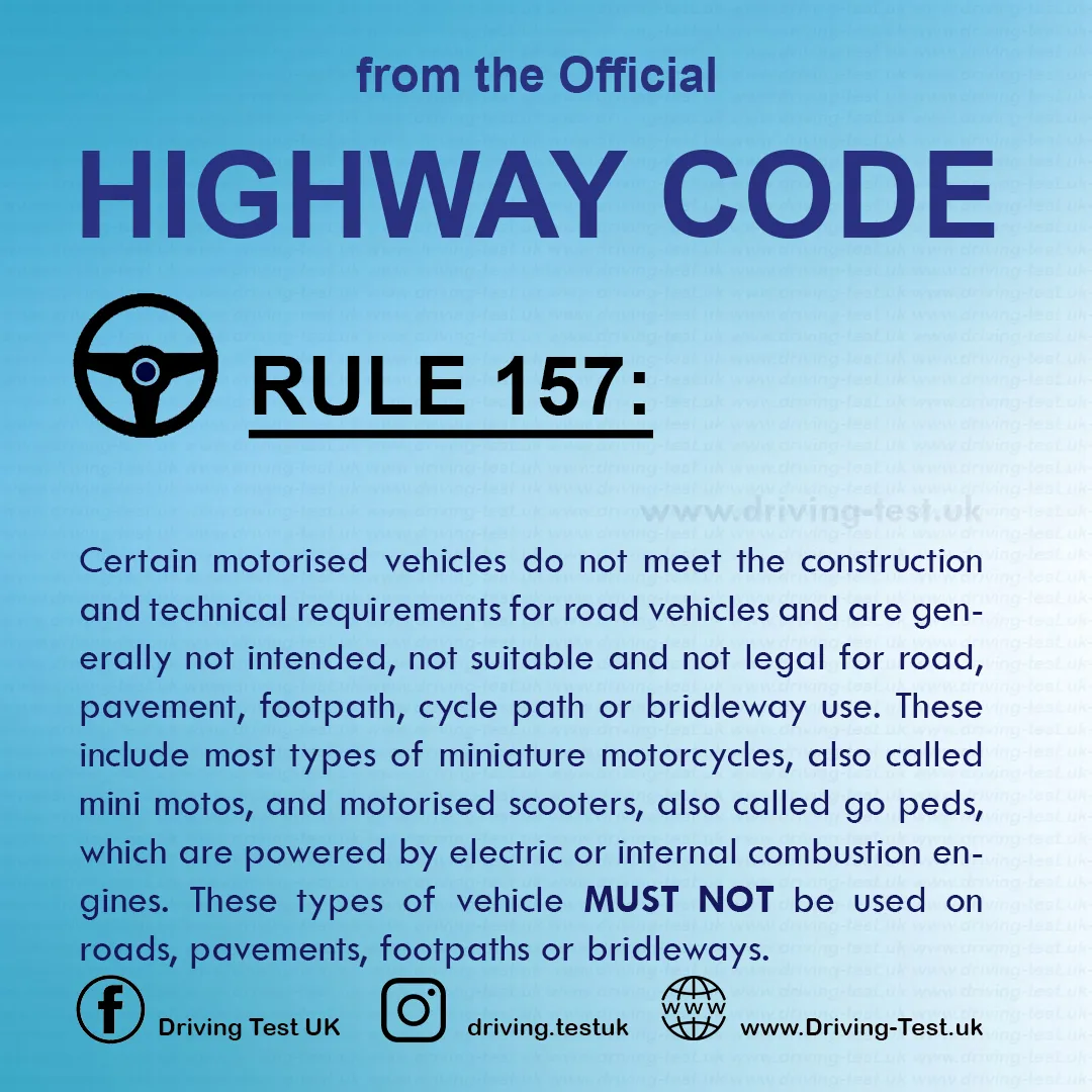 Road rules signs markings in the UK DVLA Rule 157