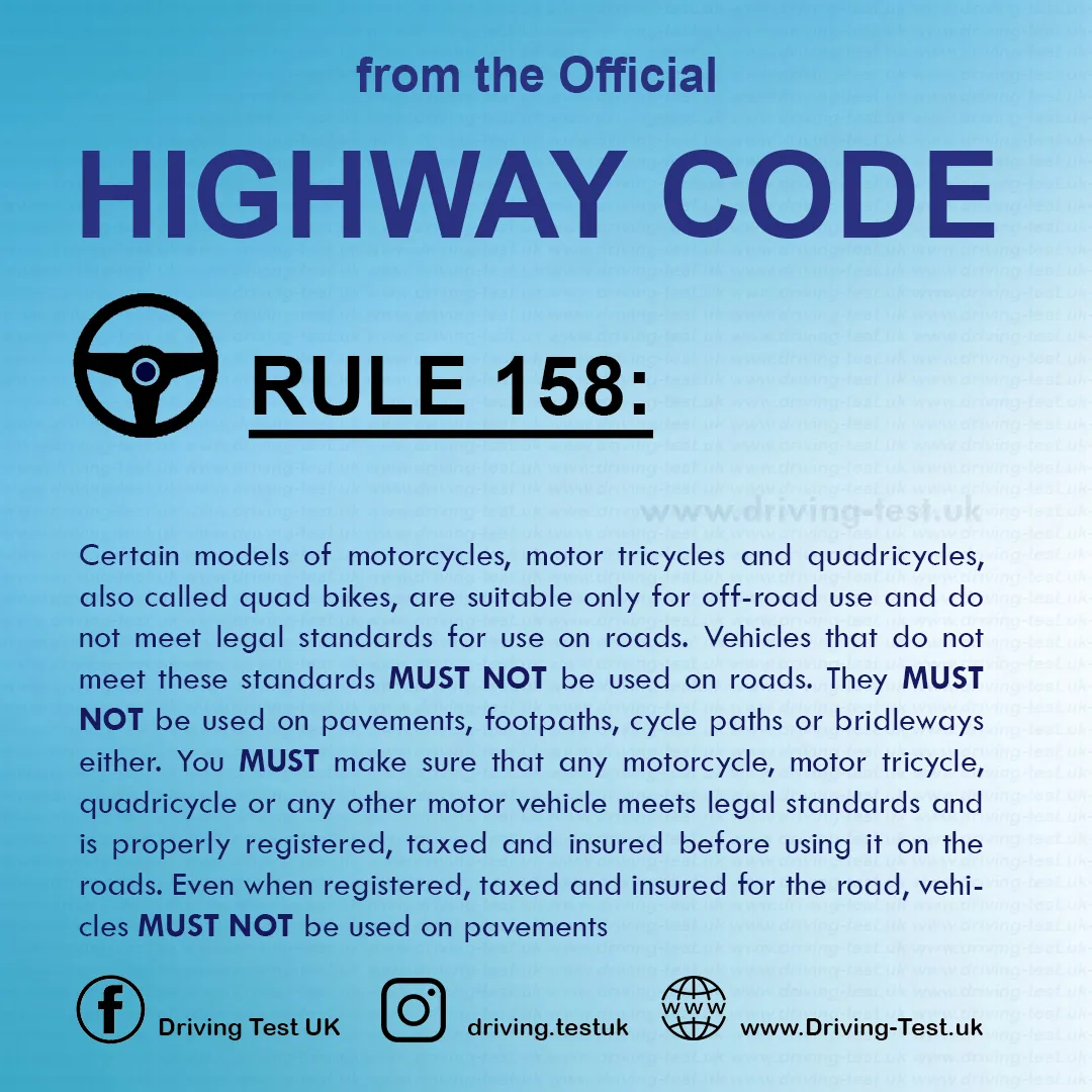 Road rules signs markings in the UK DVLA Rule 158