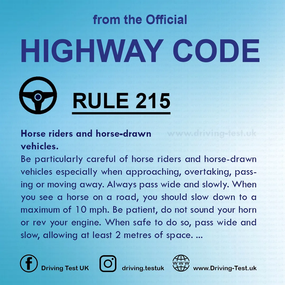 Vulnerable road users requiring extra care Highway Code UK driving licence Rule 215