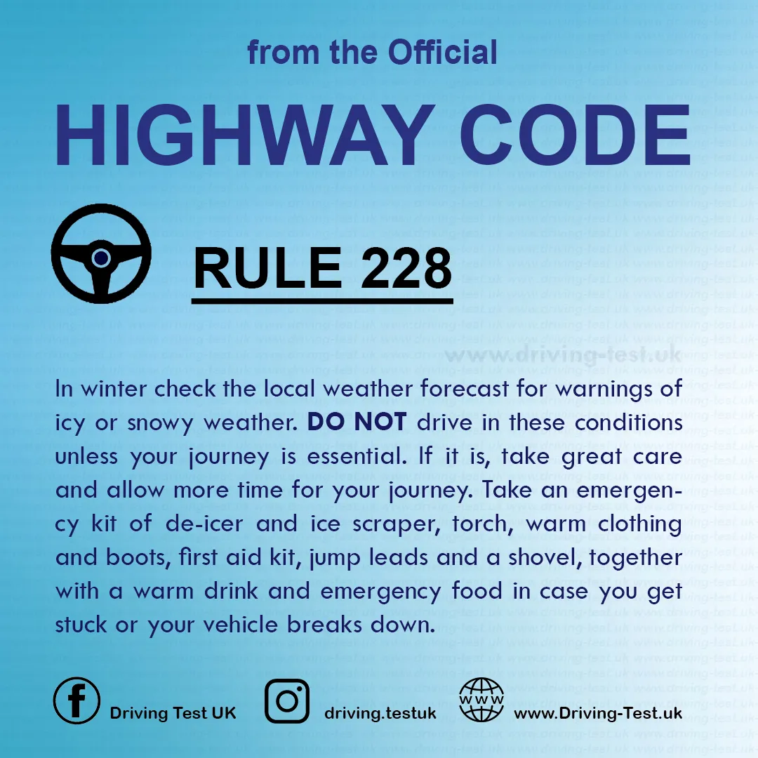 The Highway Code UK 2024 pdf Driving in adverse weather conditions Rule 228