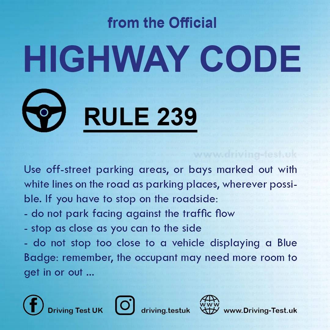 Waiting and parking rules UK London penalty points Highway Code Rule 239