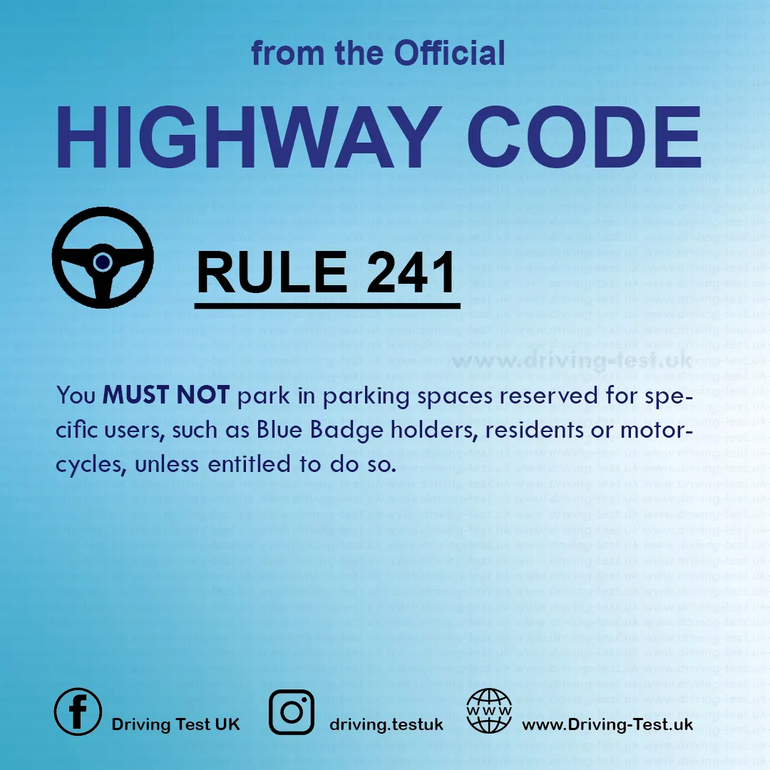 Waiting and parking rules UK London penalty points Highway Code Rule 241
