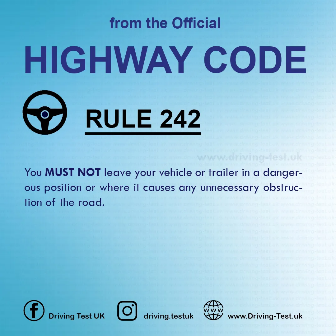 Waiting and parking rules UK London penalty points Highway Code Rule 242