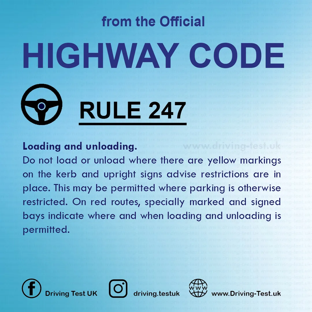 Waiting and parking rules UK London penalty points Highway Code Rule 247