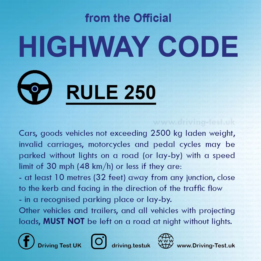 Waiting and parking rules UK London penalty points Highway Code Rule 250