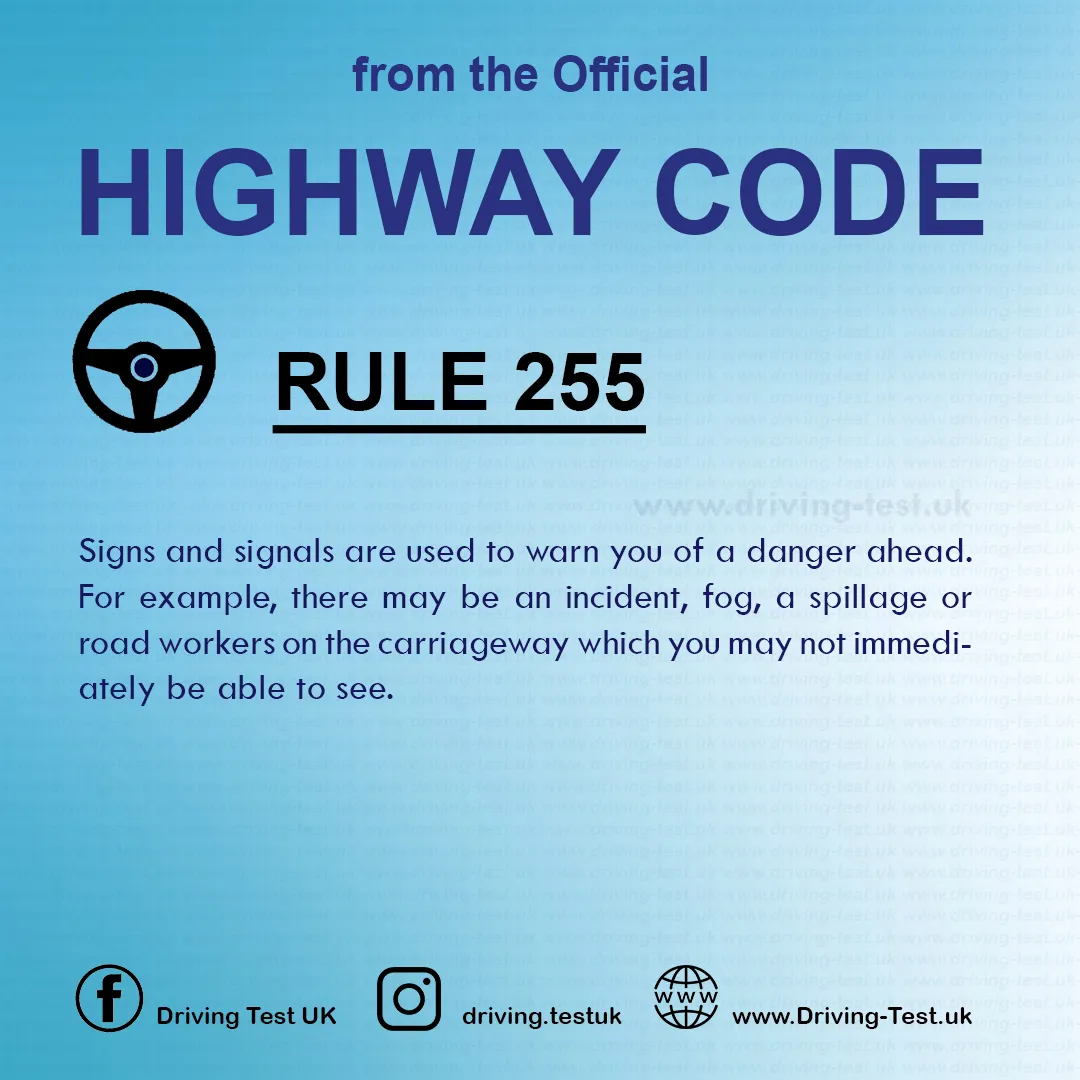 Road rules on Motorways UK Highway Code free Rule 255