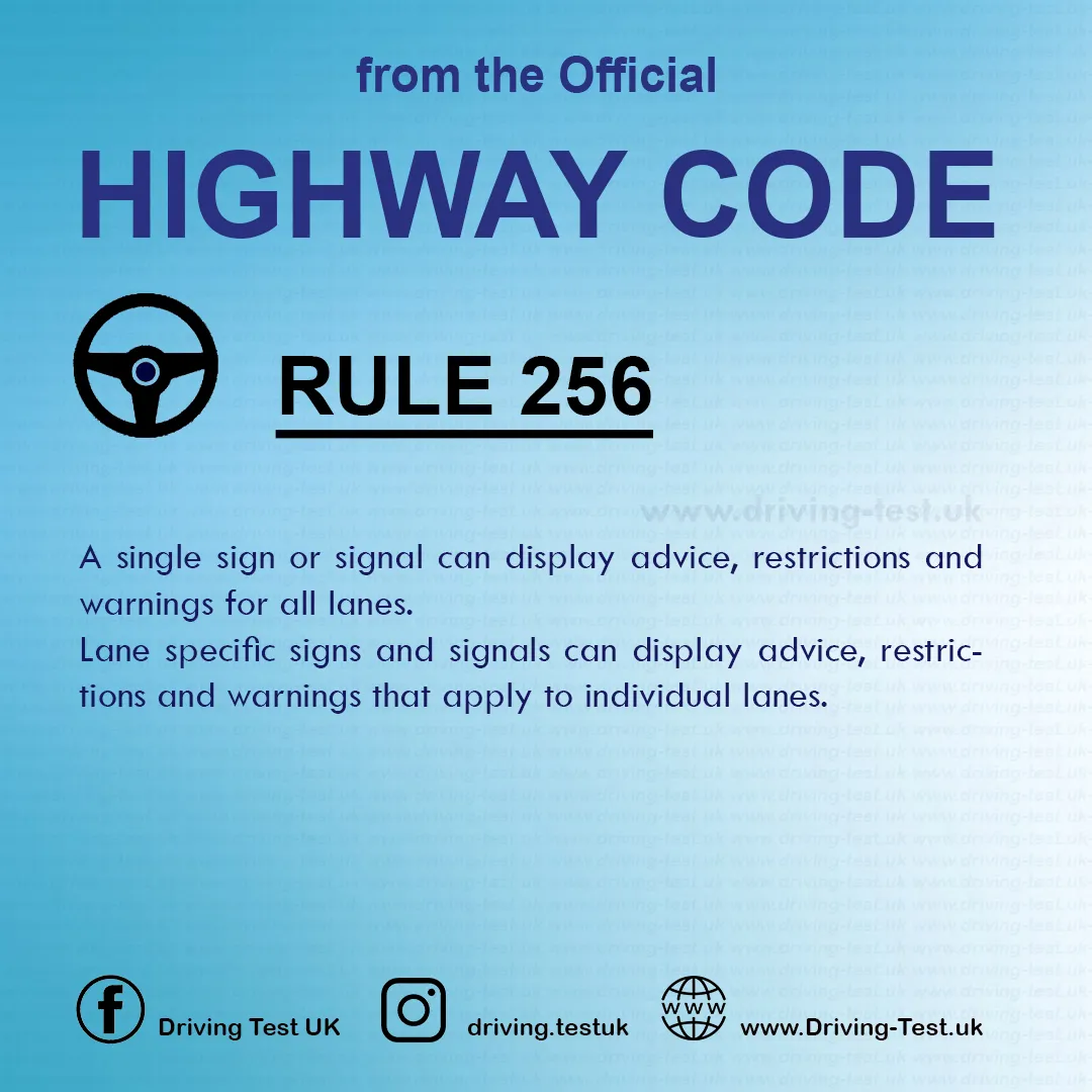 Road rules on Motorways UK Highway Code free Rule 256