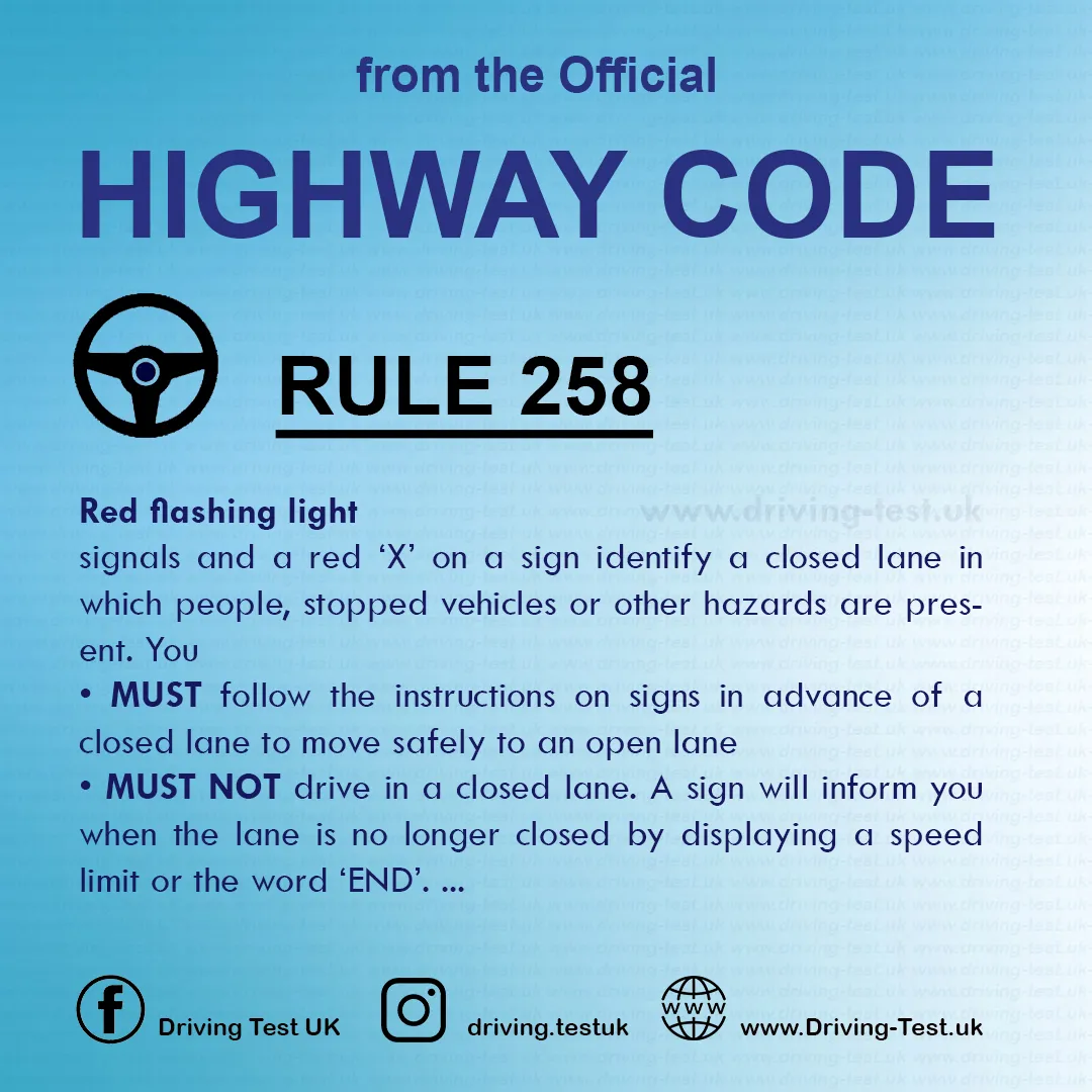 Road rules on Motorways UK Highway Code free Rule 258