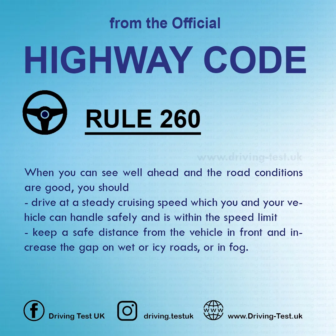 Road rules on Motorways UK Highway Code free Rule 260