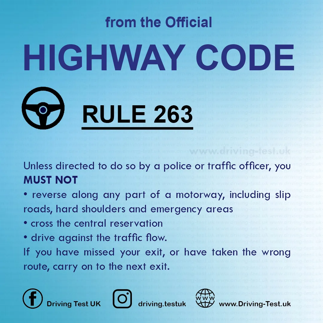 Road rules on Motorways UK Highway Code free Rule 263