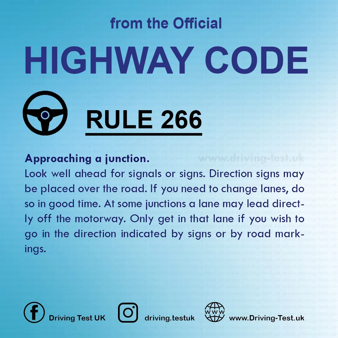 Road rules on Motorways UK Highway Code free Rule 266