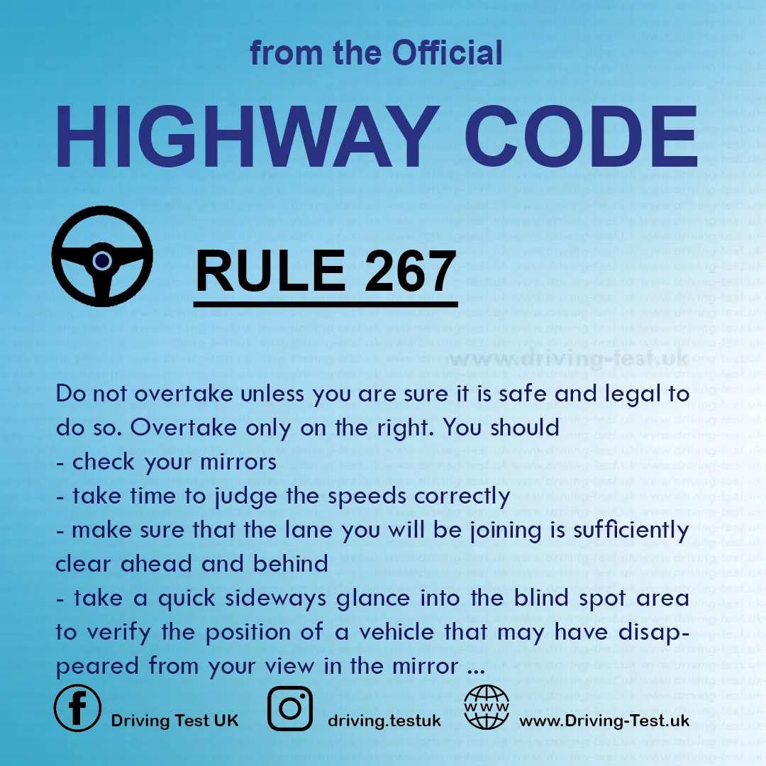 Road rules on Motorways UK Highway Code free Rule 267