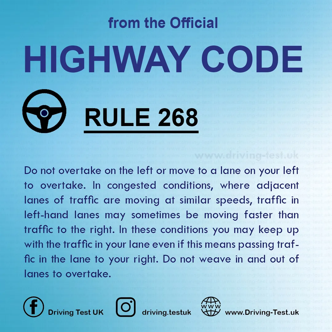 Road rules on Motorways UK Highway Code free Rule 268