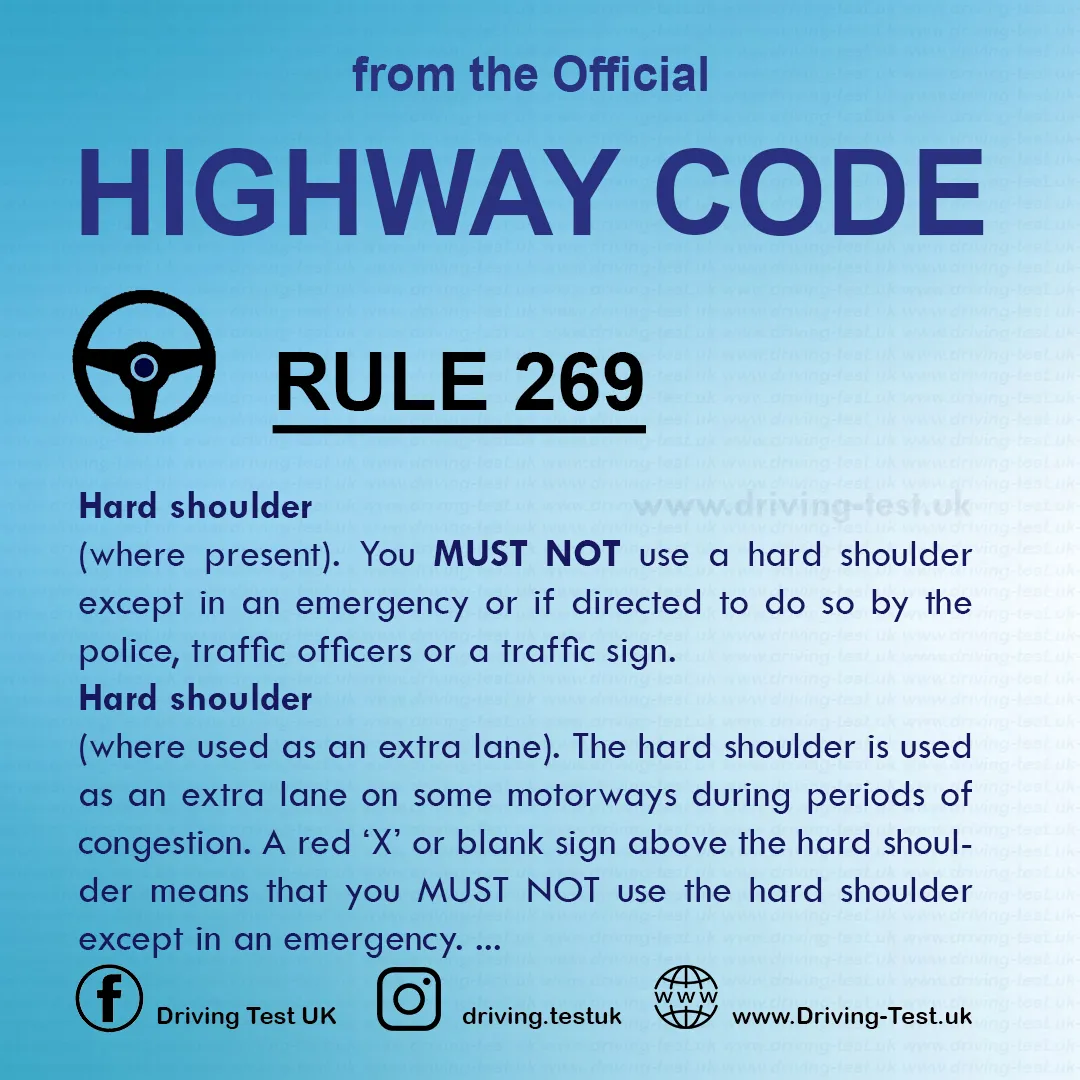 Road rules on Motorways UK Highway Code free Rule 269