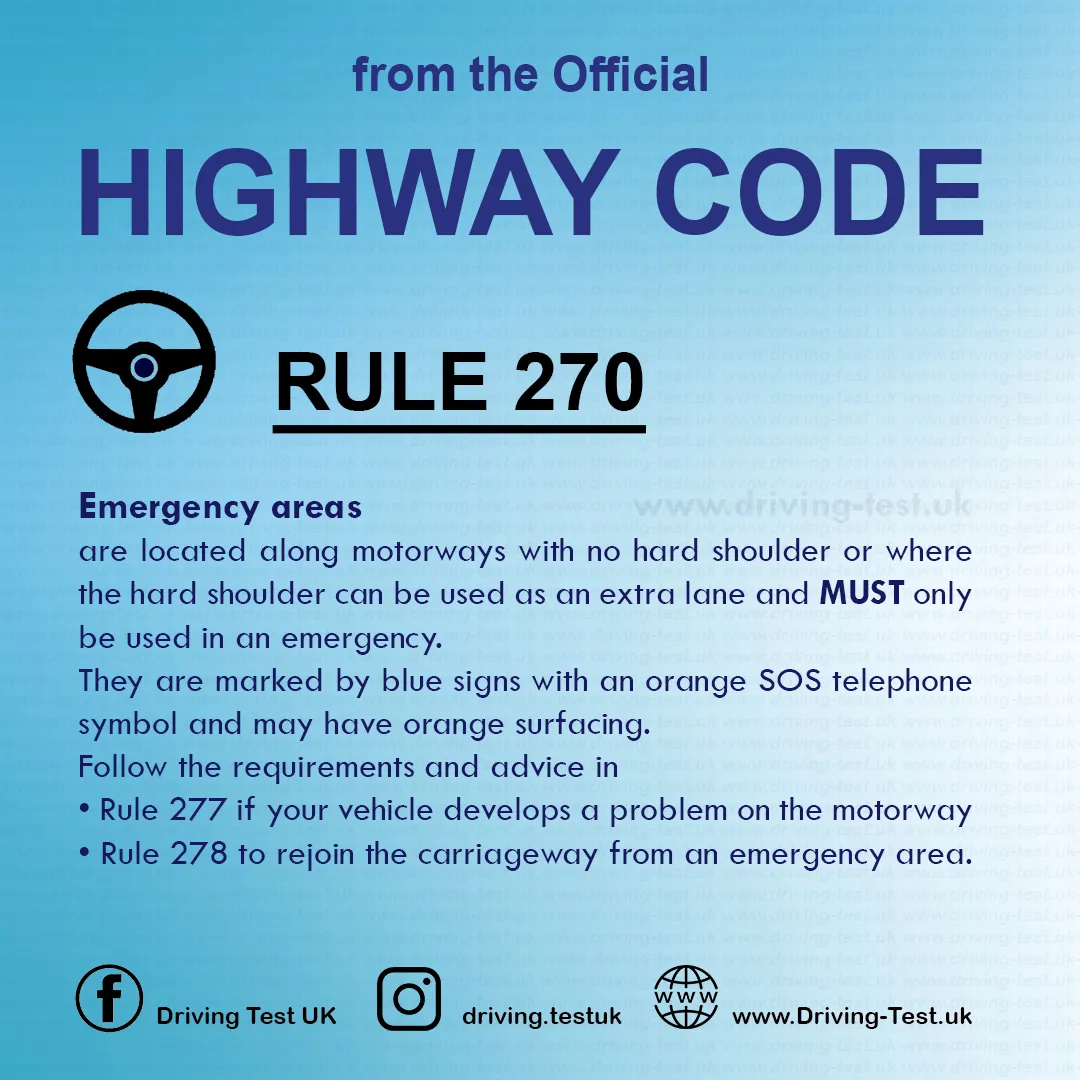 Road rules on Motorways UK Highway Code free Rule 270