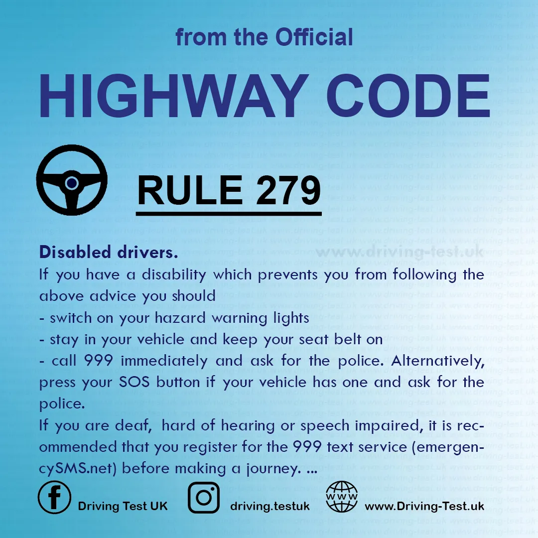 What to do if my car breaks down on motorway British Highway Code Rules free expert advice Rule 279