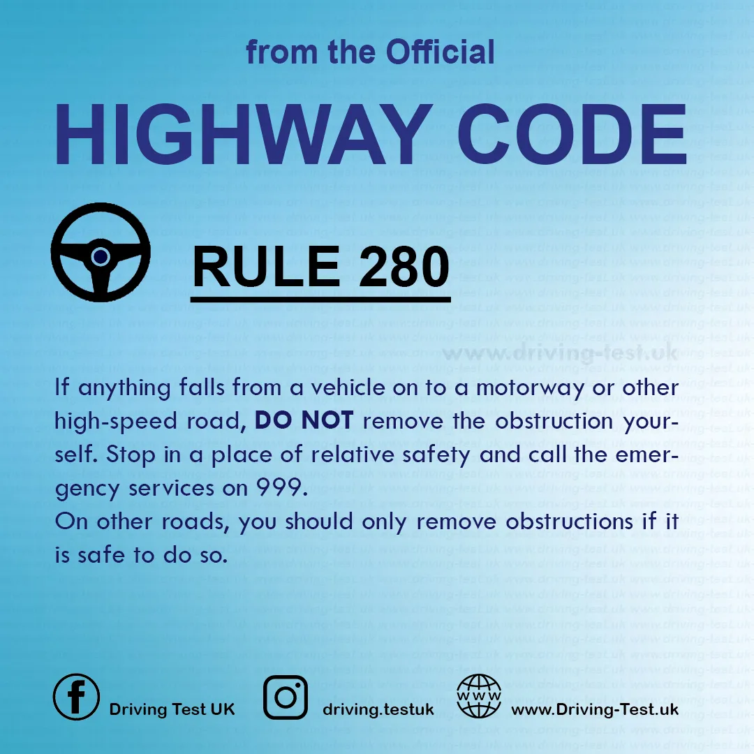 What to do if my car breaks down on motorway British Highway Code Rules free expert advice Rule 280