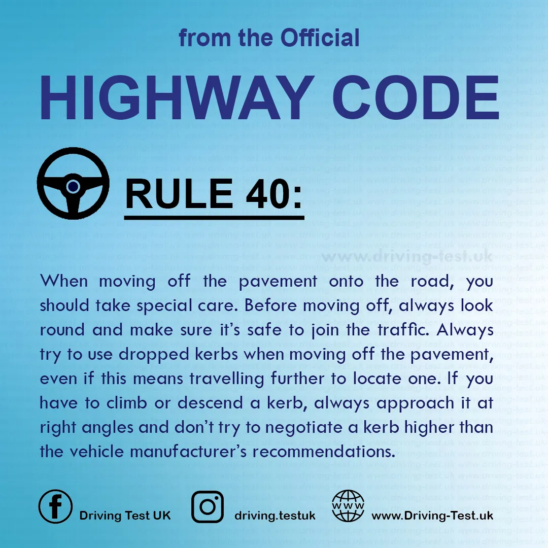 British Highway Code Rules for powered wheelchairs and mobility scooters Rule 40