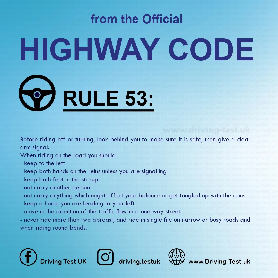 British Highway Code pdf Rules about animals Rule 53