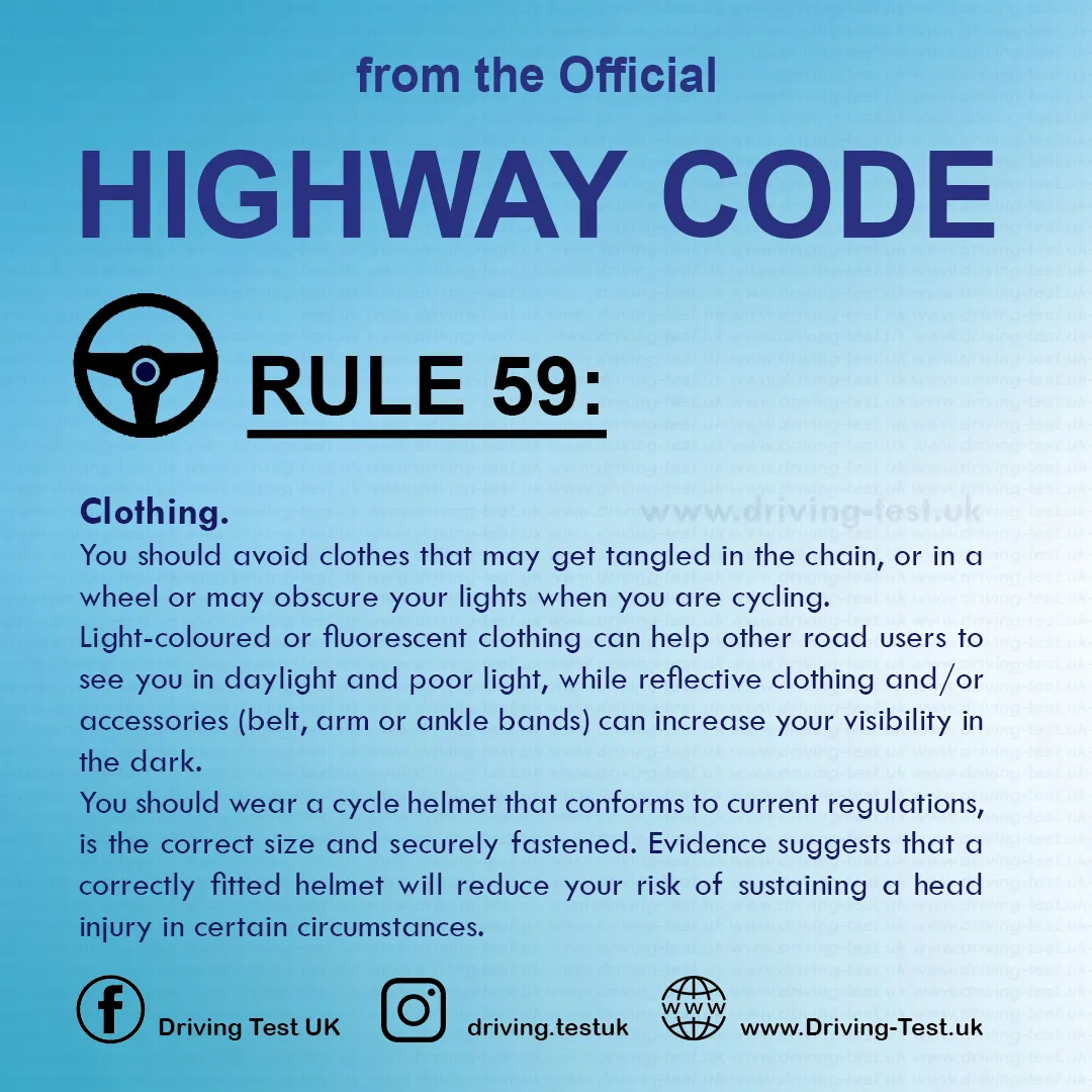 Rules for cyclists The Official British Highway Code free Rule 59