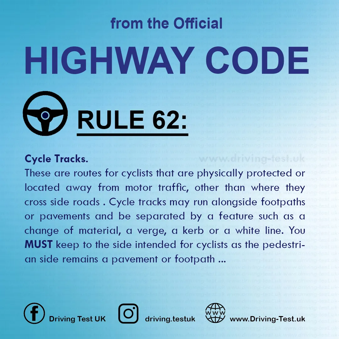 Rules for cyclists The Official British Highway Code free Rule 62