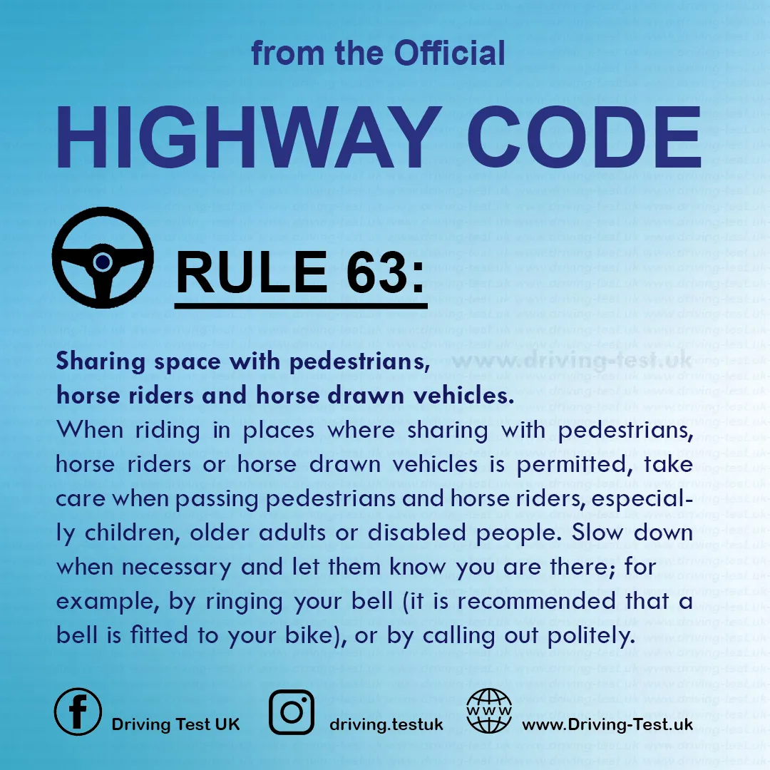 Rules for cyclists The Official British Highway Code free Rule 63