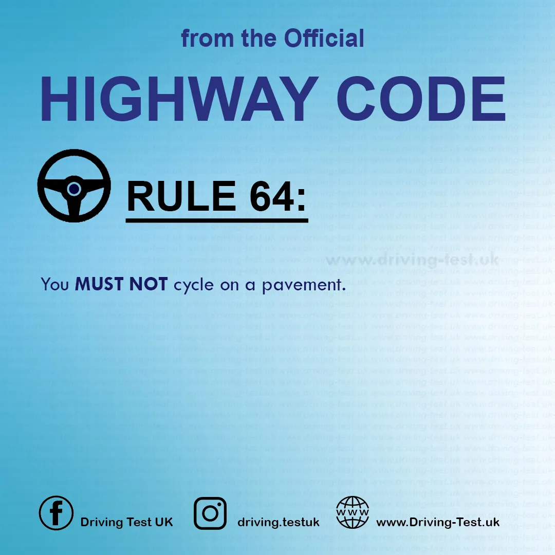 Rules for cyclists The Official British Highway Code free Rule 64