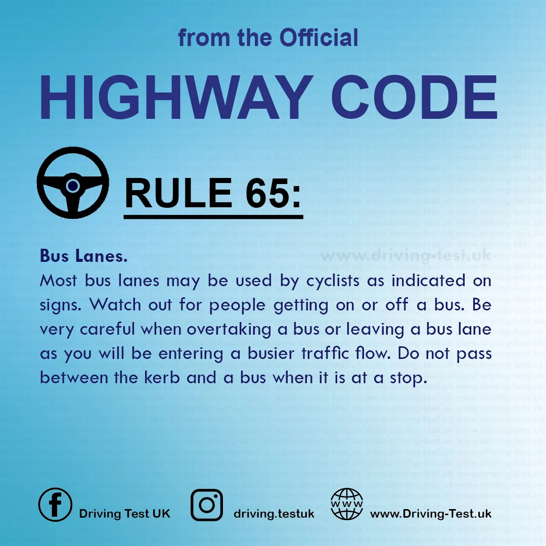 Rules for cyclists The Official British Highway Code free Rule 65